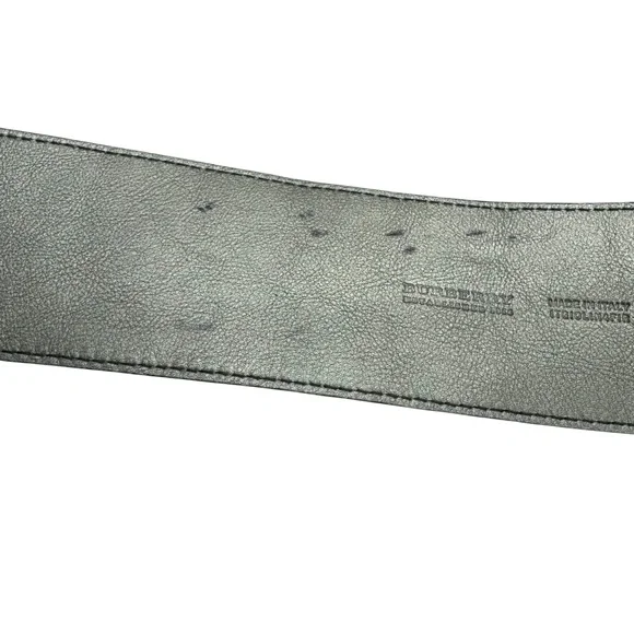 BURBERRY GUNMETAL PEWTER LEATHER WIDE WAIST BELT WITH PLEATED RUFFLES - Picture 12 of 16